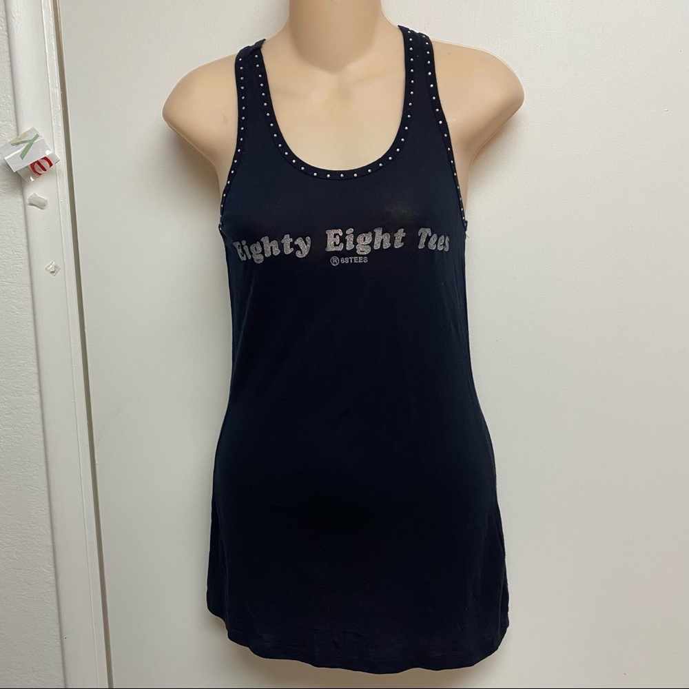 88 tees hawaii black racerback glitter crystal tank top womens medium‎